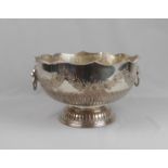 VERSILBERTE SCHALE / SEKTKÜHLER / punch bowl, versilbert (silver plate on copper).