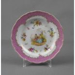 TELLER / plate, Porzellan, Manufaktur Meissen, unterglasurblaue Knaufschwertermarke, Marke 1860-1924