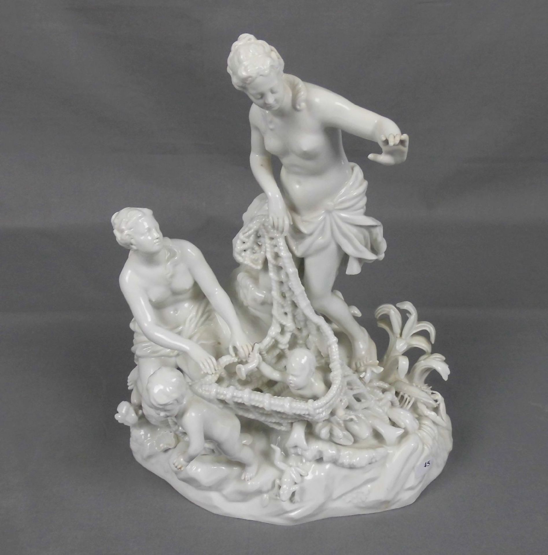 FIGURENGRUPPE / porcelainfigures "Tritonenfang", Porzellan, Manufaktur Meissen, unterglasurblaue - Image 2 of 5