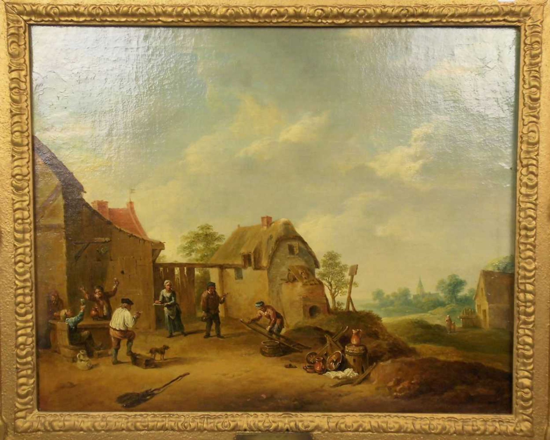 VON MOLITOR, MARTIN (Wien 1759-1812 ebd.), Gemälde / painting: "Zechendes und arbeitendes Landvolk - Image 2 of 5