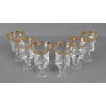 6 LIKÖRGLÄSER / SÜDWEIN - GLÄSER / glasses, 2. Hälfte 20. Jh.; Rundstand, Balusterschaft mit