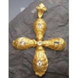 GROSSER KREUZ - ANHÄNGER / pendant, 916er Gold (10 g, säuregetestet), handgearbeitet, reich