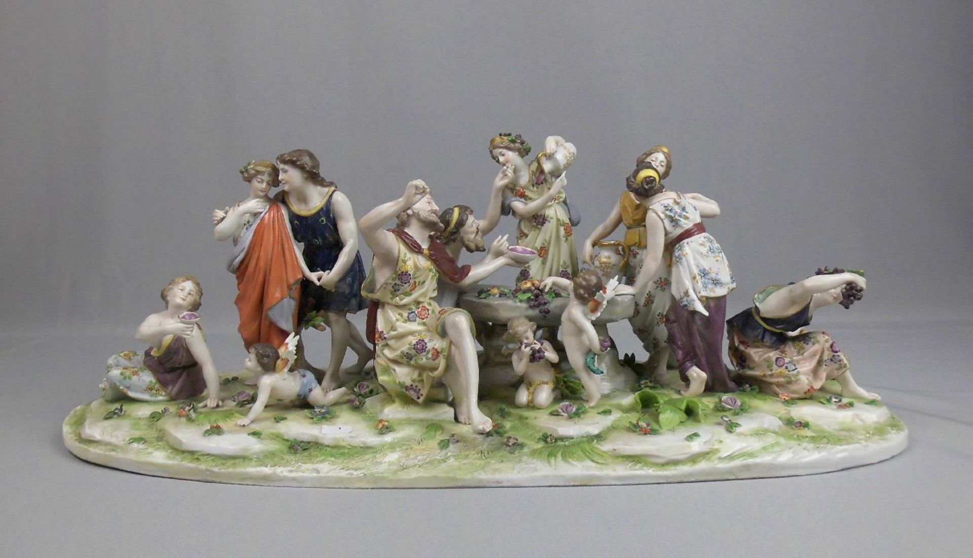 GROSSE FIGURENGRUPPE "BACCHANAL" / porcelainfigures, Porzellan, gemarkt in Anlehnung an Ludwigsburg,