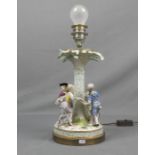 FIGÜRLICHE LAMPE / TISCHLAMPE / porcelainfigures / lamp, Manufaktur Meissen: "Der Reigen", Modell J.
