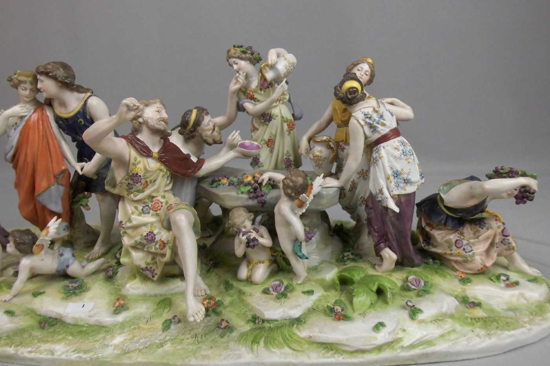 GROSSE FIGURENGRUPPE "BACCHANAL" / porcelainfigures, Porzellan, gemarkt in Anlehnung an Ludwigsburg, - Image 4 of 11