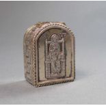 SILBERNE PILLENDOSE "Thronende Madonna" / pillbox, 925er Silber (19 g). Wandung dekoriert mit