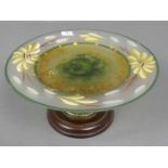 MURANO - FUSSSCHALE / bowl on a stand, profilierter Rundstand mit Nodus aus Holz und Metall,