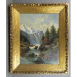 ANONYMUS (Maler des 19./20. Jh.), Gemälde / painting: "Reißender Bachlauf im Hochgebirge", Öl auf