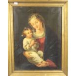 ANONYMUS (18./19. JH.), Gemälde / painting: "Muttergottes mit dem Christuskind", Öl auf Leinwand /