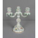 DREIFLAMMIGER LEUCHTER / TISCHLEUCHTER / candle stand, Porzellan, Manufaktur Meissen,