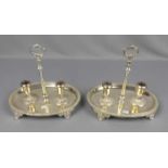 PAAR TISCHLEUCHTER / TABLETTS MIT KERZENLEUCHTERN / candlesticks, 20. Jh., wohl Sheffield / England,