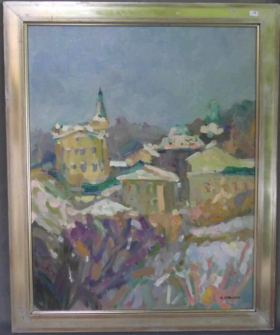 KRASNOV, ALEXEIJ (geb. 1923), Gemälde / painting: "Stadtlandschaft im Vorfrühling", Öl auf