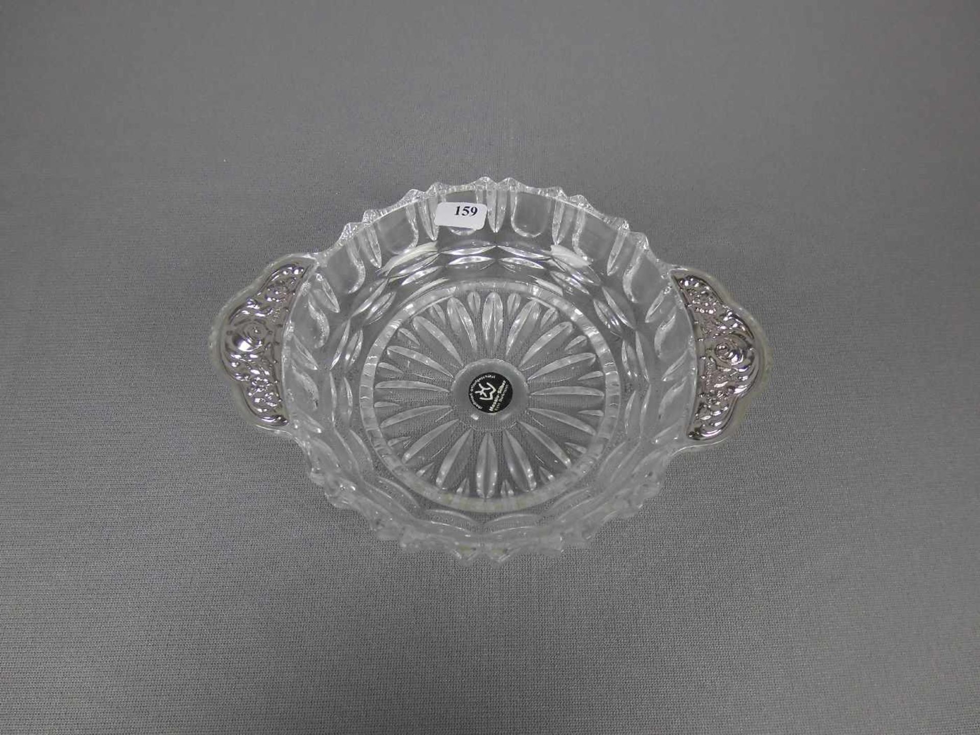 SCHALE MIT SILBERMONTUREN / bowl, Bleikristall und 800er Silber. Runde und verspringende Form mit - Image 2 of 3