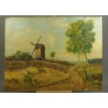 STEIB, JOSEF (München 1898-1957 Cochem), Gemälde / painting: "Windmühle in weiter Landschaft", Öl