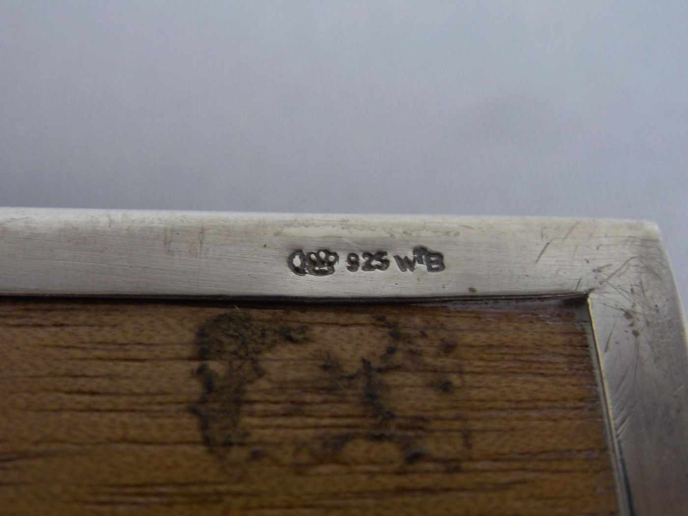 ZIGARETTENSCHATULLE / SILBERSCHATULLE / cigarette box, Silber über Holzkern, deutsch, 925er - Bild 4 aus 4