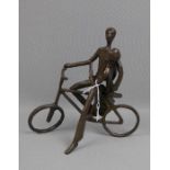wohl KHALIQUE, BODRUL (1978-2013), Skulptur / sculpture: "Radfahrendes Paar", Bronze, hellbraun