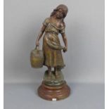 MOREAU, Skulptur / sculpture: "Cosette" / Wasserträgerin, bronzierter Zinkspritzguss auf