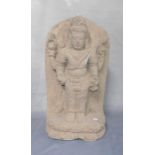 SKULPTUR: "Hinduistische Gottheit" / Hindu Divinity, Stein, Indonesien; stilisiert gearbeitete