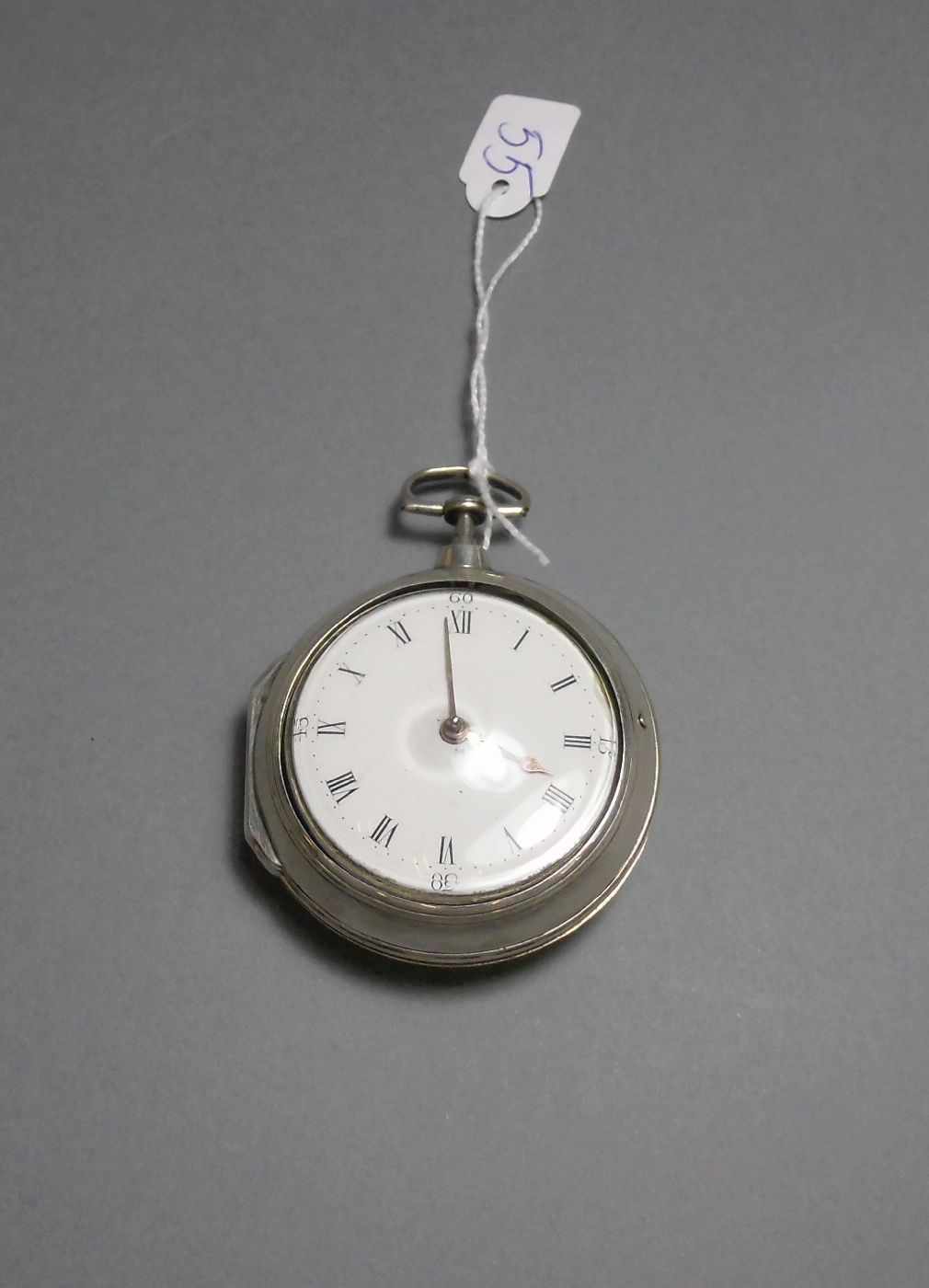 SPINDELTASCHENUHR / pocketwatch, im Silbergehäuse, London 1864, mit identischem Übergehäuse, Meister - Image 2 of 8