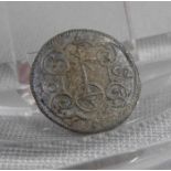 MÜNZE VON 1652, Deutsches Reich / Pfennig Sachsen?. Avers: Wappenähnliche Kartusche mit Reichsapfel,