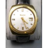 VINTAGBE BULOVA AUTOMATIC - HERRENARMBANDUHR / wristwatch, Gehäuse aus vergoldetem Edelstahl in