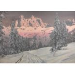 BARMA, HANS SMATLAK (Wien 1903-1978 ebd.), Gemälde / painting: "Alpenglühen / Sonnenuntergang im