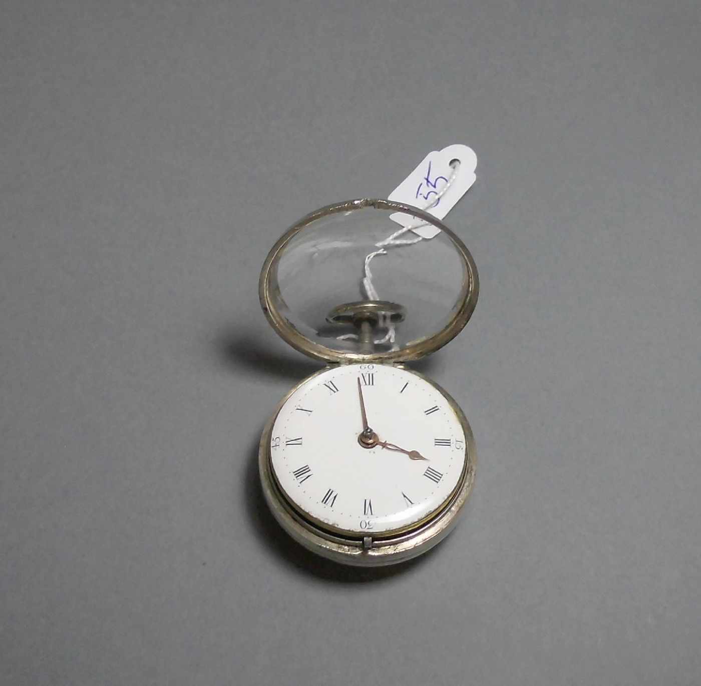 SPINDELTASCHENUHR / pocketwatch, im Silbergehäuse, London 1864, mit identischem Übergehäuse, Meister - Bild 7 aus 8