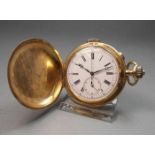 GROSSE GOLD - SAVONETTE, Minutenrepetition mit Chronograf, Taschenuhr / pocket watch, Schweiz, 1888,