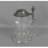 KRUG / BIERKRUG der Privatbrauerei A. Rolinck, Glas mit Zinnmontur / jug. Konische Wandung mit