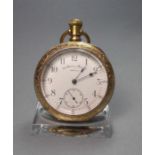 TASCHENUHR / pocketwatch, vergoldet, bez. "Non magnetic Watch Co. of America". Schweizer Werk
