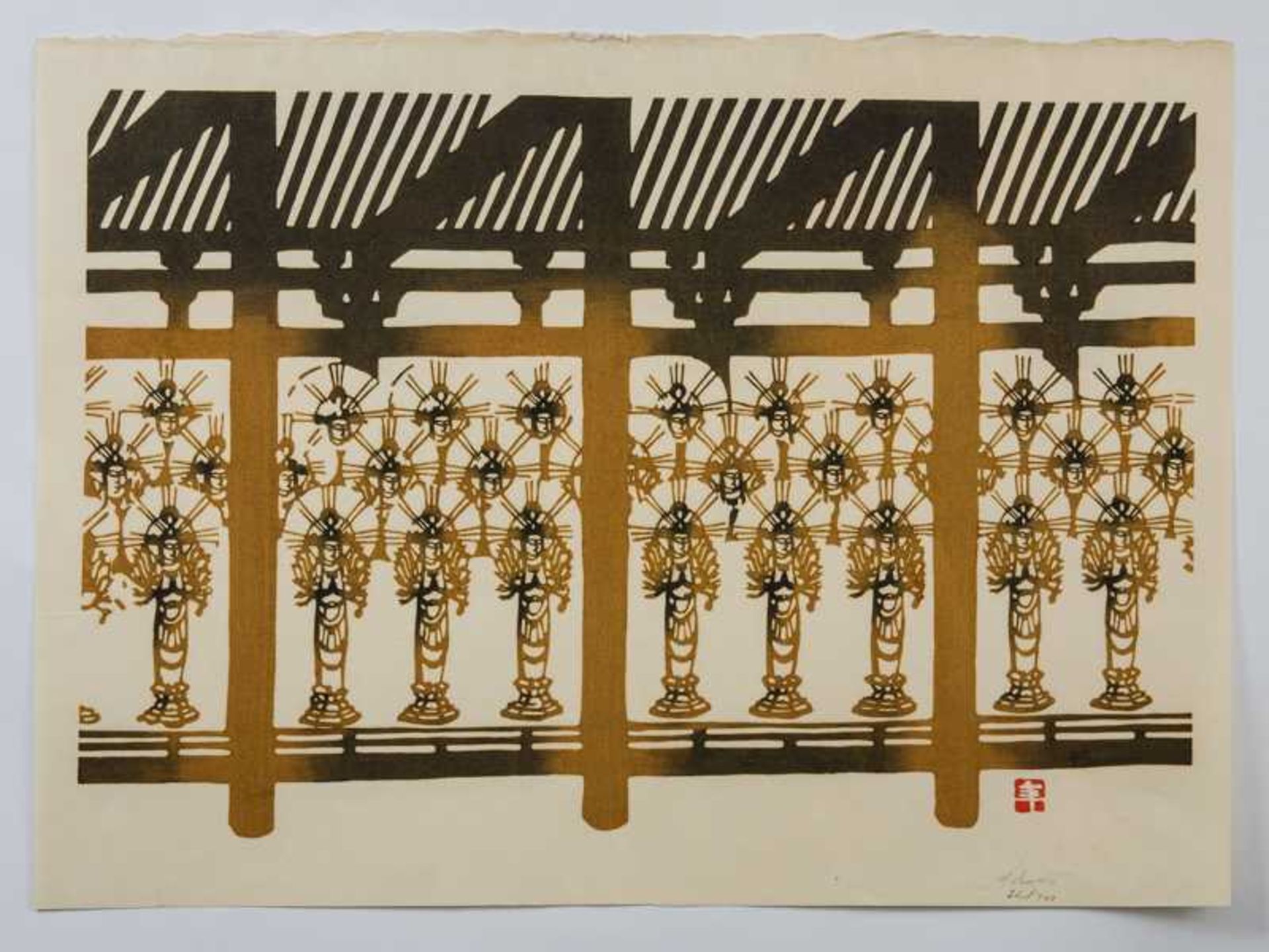 Inagaki, Nenjiro (1902 - 1963) Japanischer Farbholzschnitt; Reihenmotiv einer asiatischen