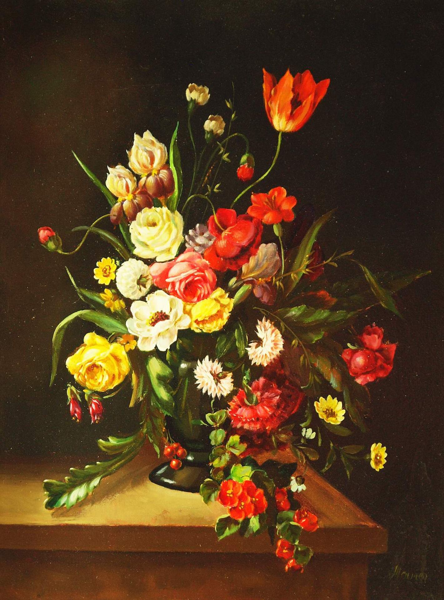 Blumenstilleben. Blumenstilleben. 20. Jahrhundert. Im altmeisterlichen Stil prächtiges - Bild 2 aus 5