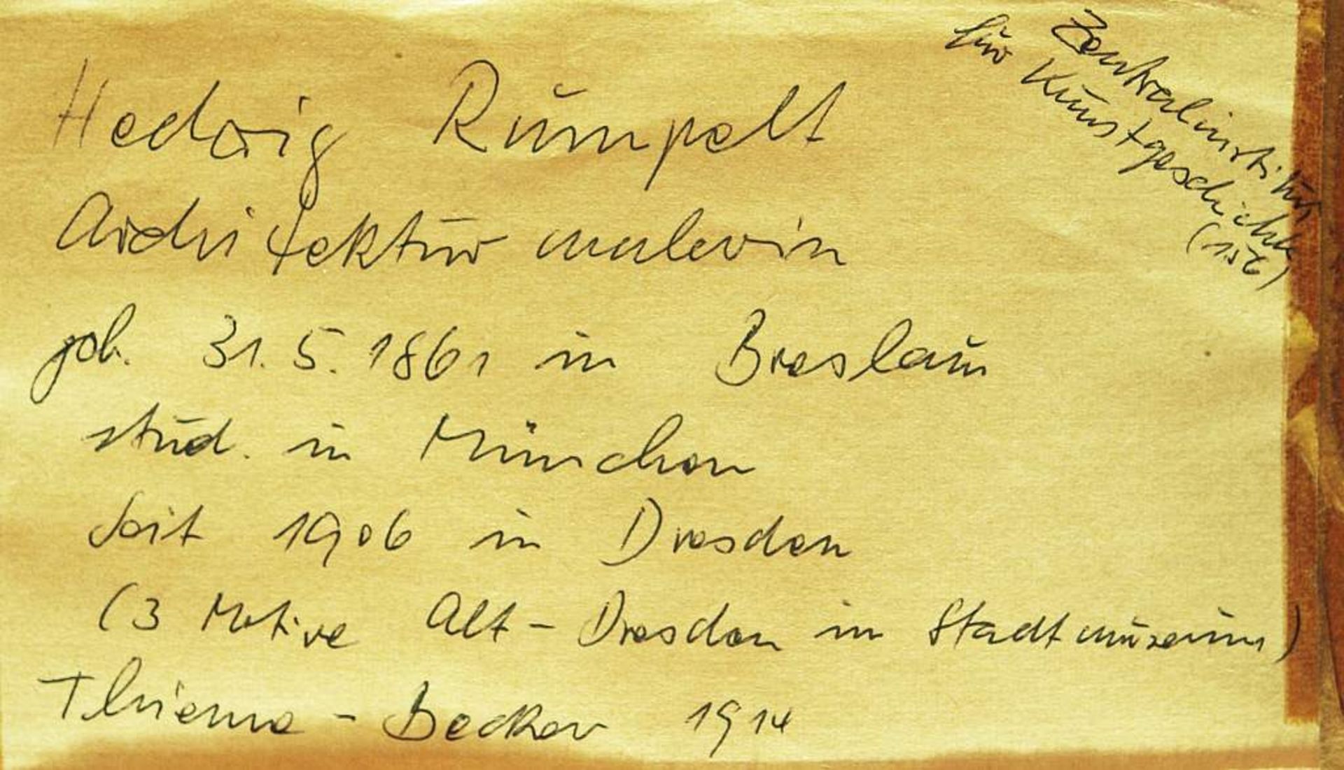 RUMPELT, Hedwig. RUMPELT, Hedwig. 1861 Breslau - 1937 Dresden. Blick auf belebte Gasse einer - Bild 5 aus 6