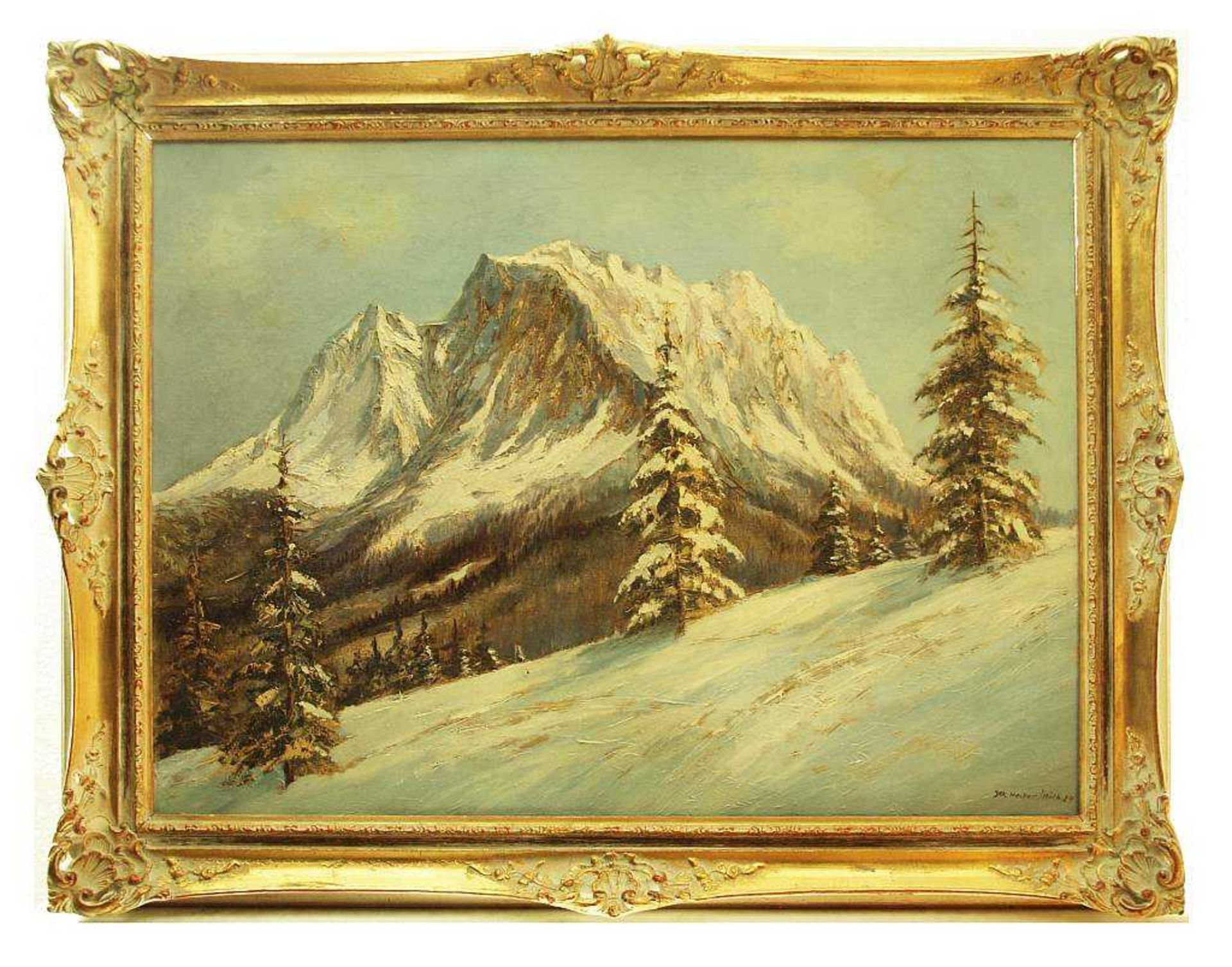 HECKER, Jakob. HECKER, Jakob. 20. Jahrhundert. Winterlicher Hochgebirgslandschaft mit Tannen. Öl auf - Bild 3 aus 5