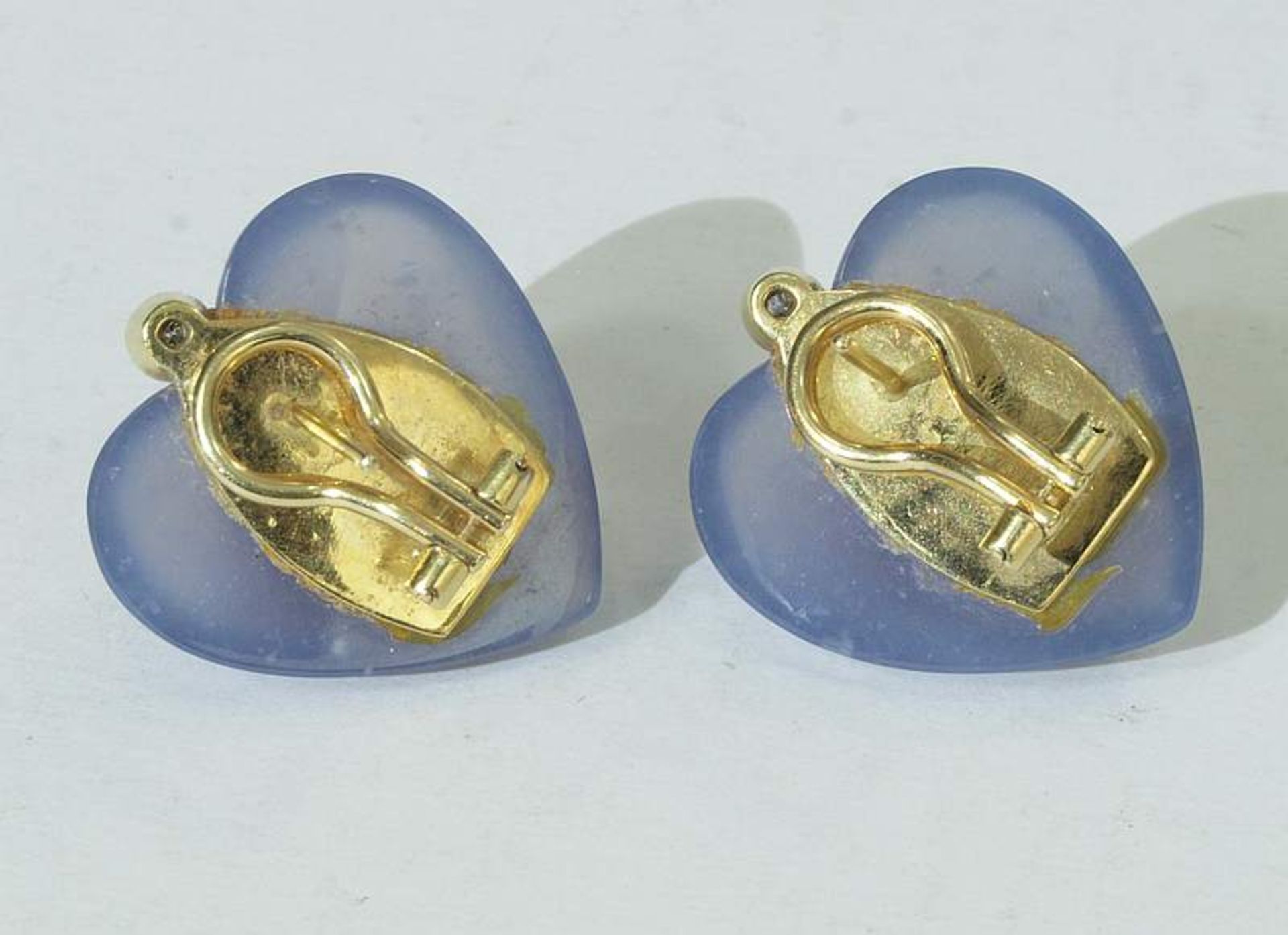Calzedon-Diamant Ohrschmuck. Calzedon-Diamant Ohrschmuck. 750er Gelbgold. Paar Ohrringe mit - Bild 3 aus 4