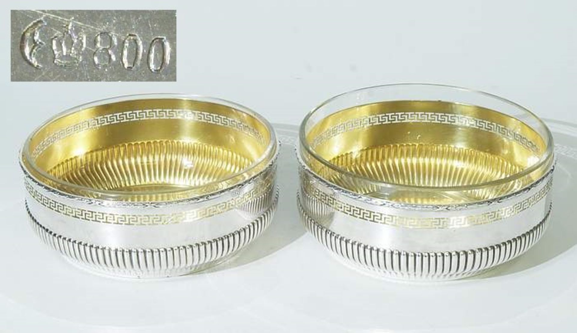 Paar Silberschalen. Paar Silberschalen. Wilhelm BINDER, Schwäbisch Gmünd. 800er Silber, innen