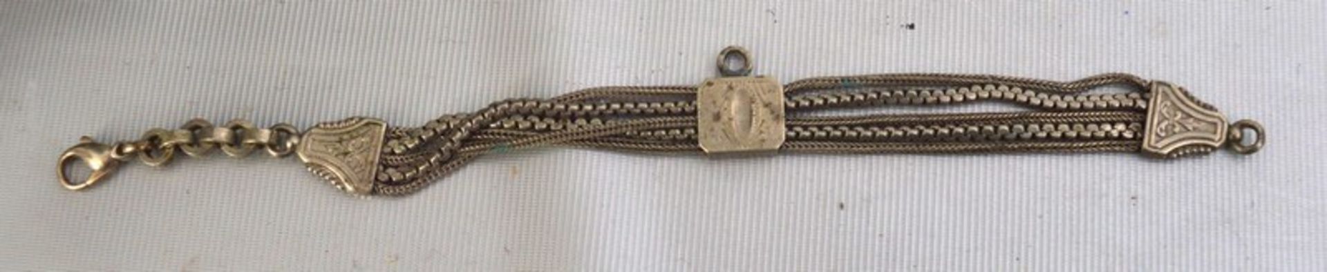 Uhrkette Metall, mit Monogramm, um 1900