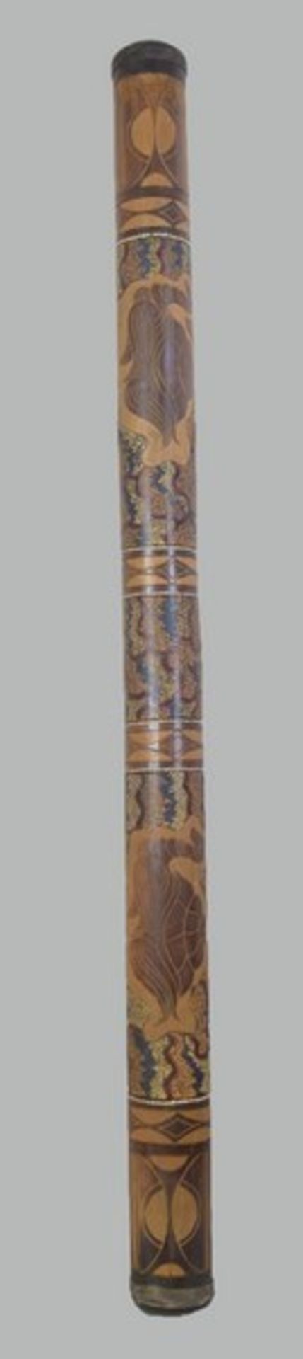 Didgeridoo Holz, geschnitzt, bunt verziert, L 126 cm