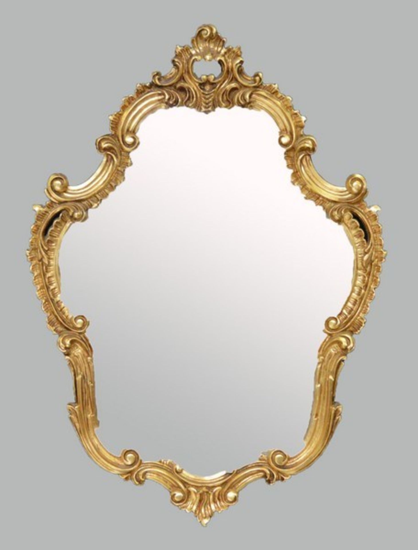 Spiegel Hartholz, gold gefasst, im Barock-Stil, mit Ornamenten verziert, 62 X 88 cm