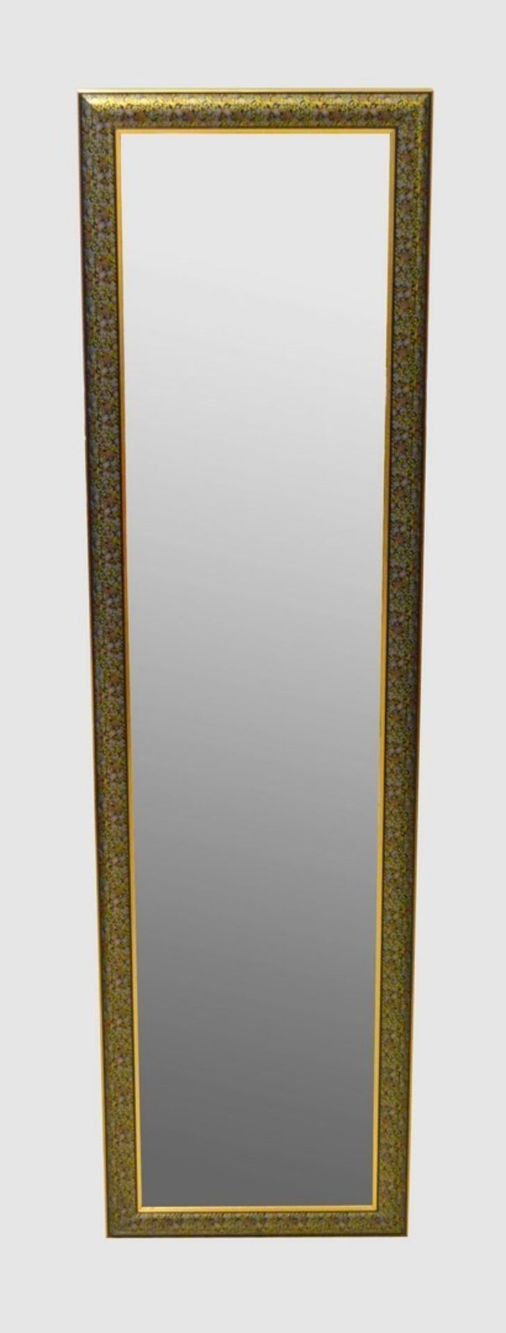 Spiegel rechteckig, verzierter Rand, Spiegel Facetteglas, geschliffen, H 139 cm, B 38 cm