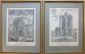 2 Konstanzer Ansichten (19.Jh.)jeweils Lithographien von Ruegg; Kirchenportal des ehemaligen