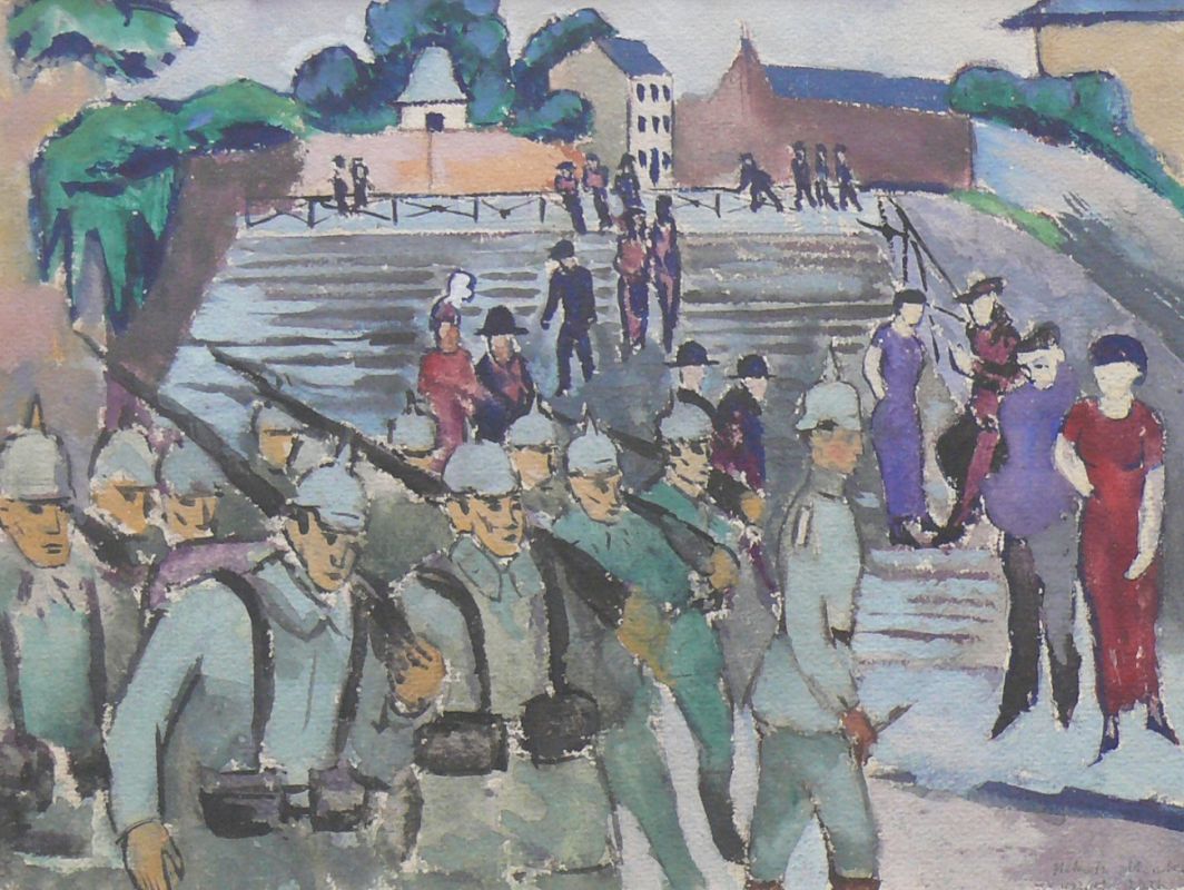 Macke, Helmuth (1891 Krefeld - 1936 Hemmenhofen)"Blick auf Freitreppe in Stadt"; reichhaltige