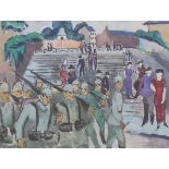 Macke, Helmuth (1891 Krefeld - 1936 Hemmenhofen)"Blick auf Freitreppe in Stadt"; reichhaltige