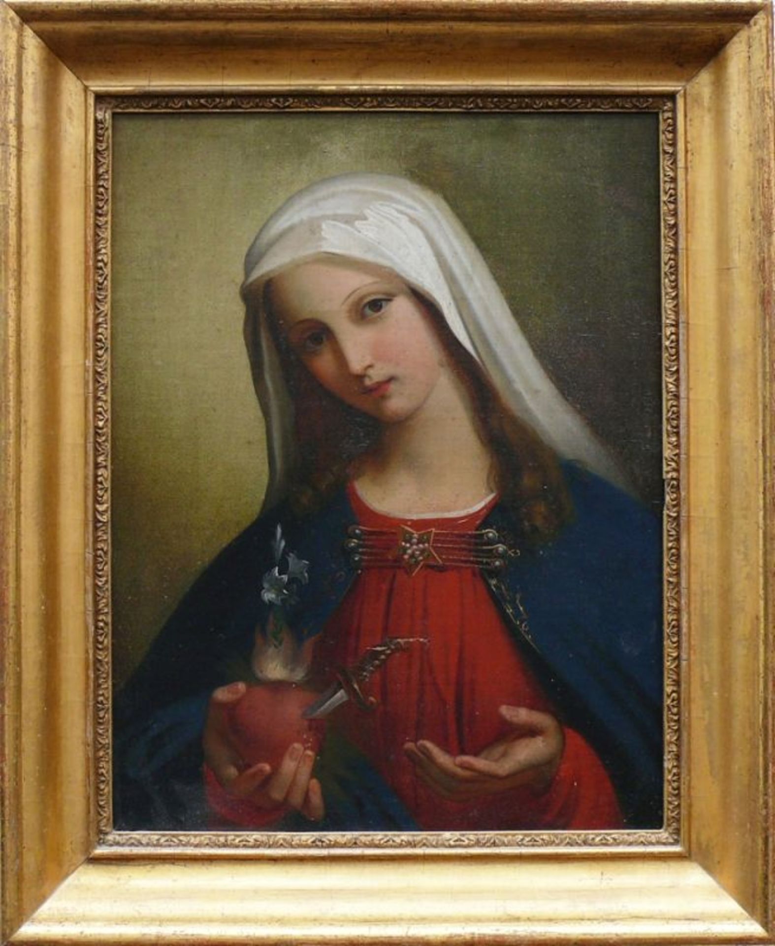 Kaiser, Heinrich (attr.; 1813 - 1900, Stanz/CH)"Maria Magdalena" mit durchbohrtem, flammendem Herz