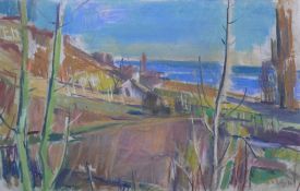 Vogt, Herbert (1918 Seiffhennersdorf - 2015 Meersburg)"Blick von Meersburg auf den See"; Pastell;