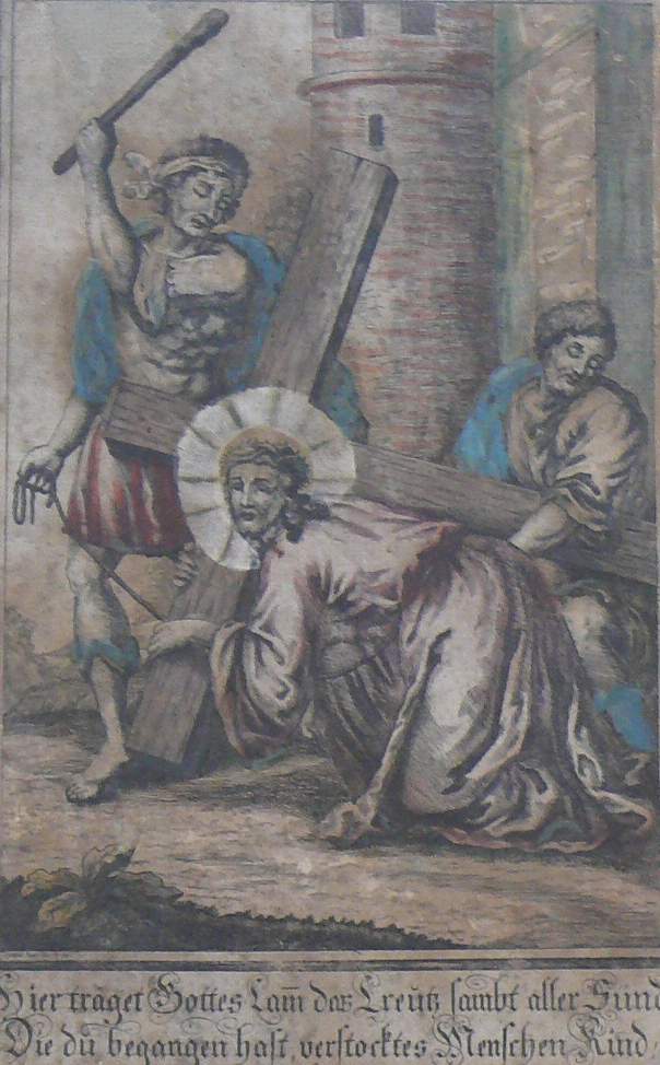 Rogg, Gottfried (1669 - 1742)"Leidensweg Christi"; colorierter Kupferstich um 1700; unter PP - Image 2 of 2