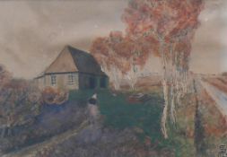 Segewitz, Eugen (1886 Pforzheim - 1952 Wangen/Untersee)"Landschaft" mit Bäuerin auf Weg zu einem