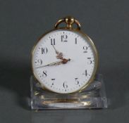 Taschenuhr (um 1900)Lepine; 18ct GG-Gehäuse; Staubdeckel Metall; weißes Emailziffernblatt (