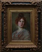 Nono, Luigi (1850 Fusina - 1918 Venedig)"Brustportrait einer jungen Frau"; mit hochgestecktem