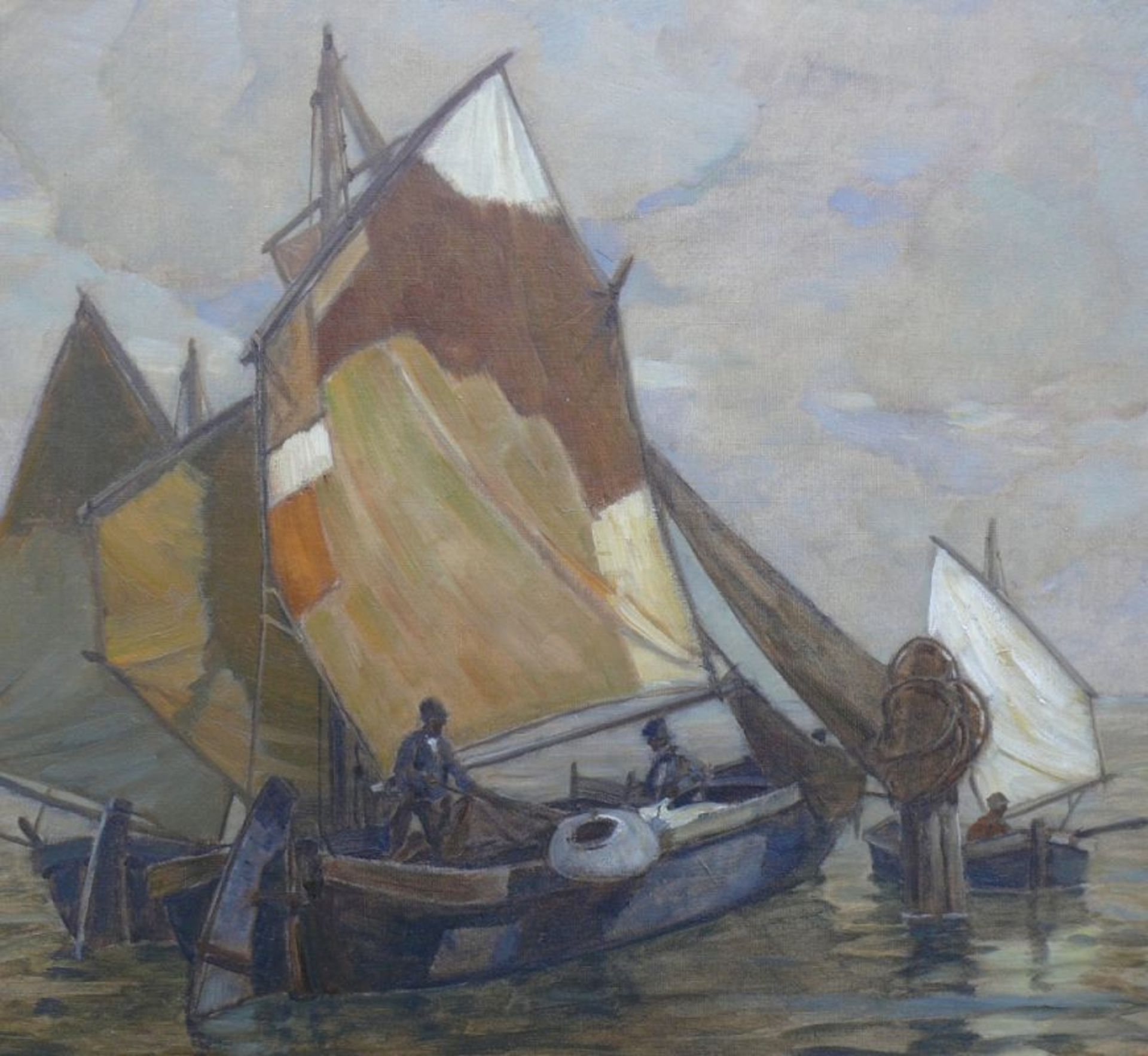 Dill, Ludwig (1848 Gernsbach - 1940 Karlsruhe)"Fischerboote in der Lagune von Venedig"; mit - Bild 4 aus 5